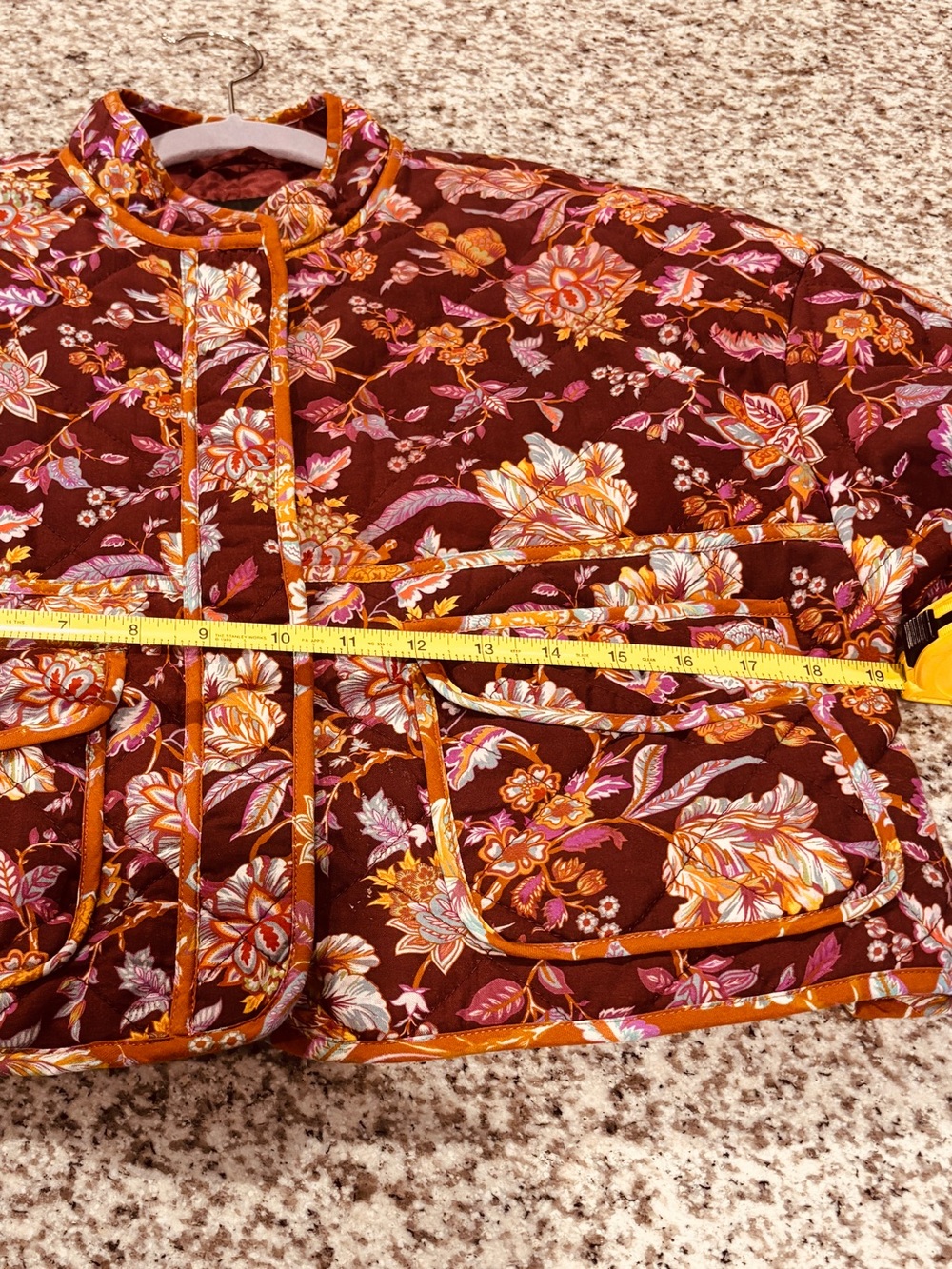 7 For All Mankind Burgundy Floral Quilted Cropped Patchwork Lightweight Fall - Picture 13 of 13